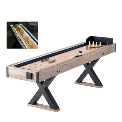 Uimoso 9ft LED Shuffleboard Table 2 in 1 Shuffleboard and Bowling Combo Game Set