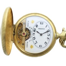 Hebdomas 8JOURS 8DAYS Pocket Watch 8 Day Wind Hand Wound Dog Gold Color White Di