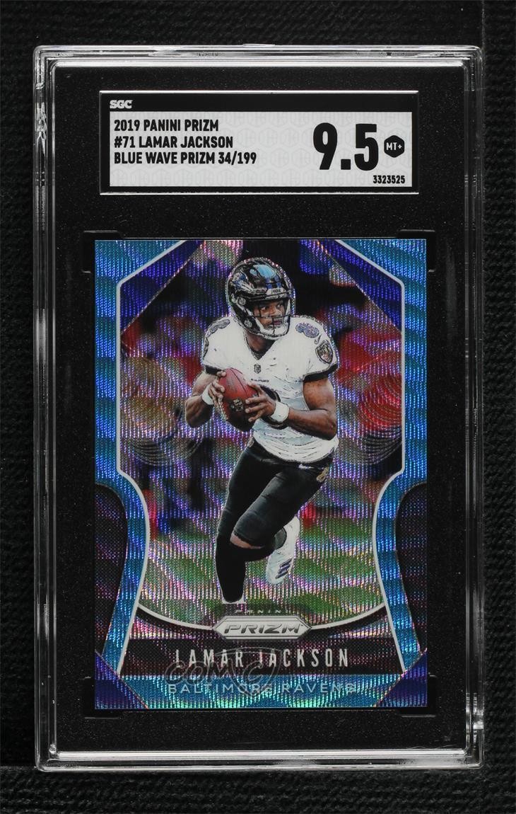 2019 Panini Prizm Blue Wave Prizm 134/199 Lamar Jackson #71 SGC 9.5 Mint+ 14do