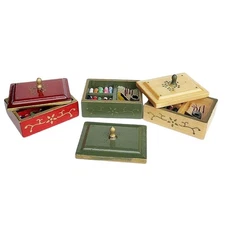  Miniature Vintage Sewing Box with Cover, for 1:12 Dollhouse DIY Sewing Scene 
