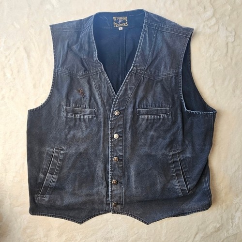 Wyoming Traders Denim Vest XL black concealed carry cowboy western sheriff