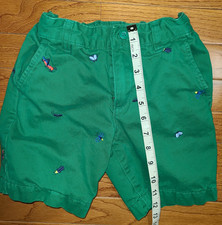 hanna andersson Boys Green Bermuda shorts with bugs, Ants, fly, cricket Sz 6/7