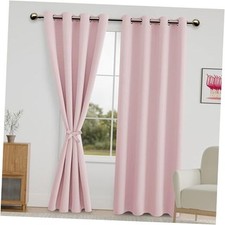 Blackout Curtains for Bedroom with Tiebacks 52"W x 84"L Pack of 2 Blush Pink