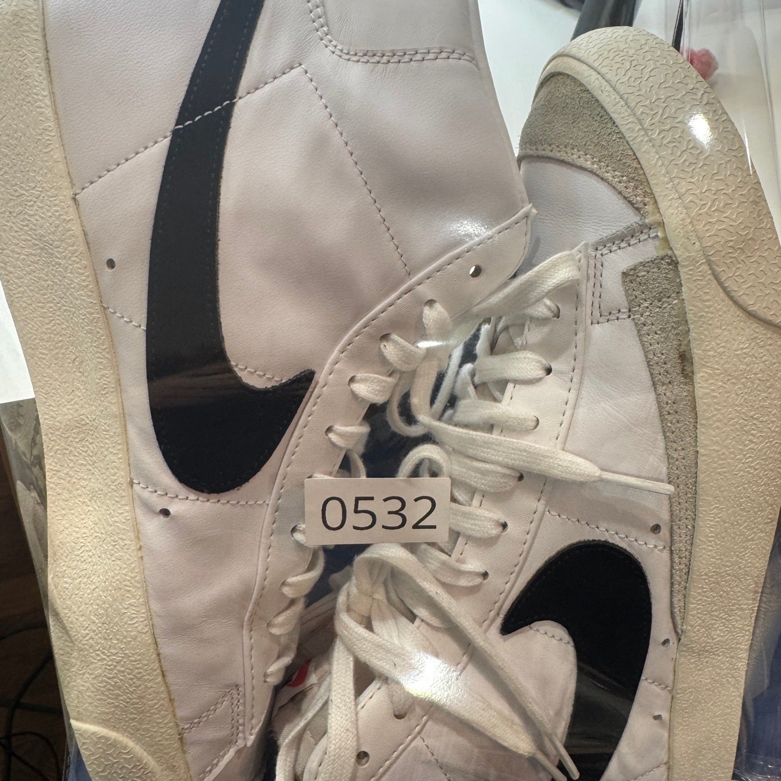 Nike Blazer Mid '77 Vintage Men's 10.5 White Black Leather Retro Sneaker thumbnail 12