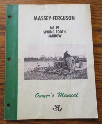 Massey Ferguson MF 19 Spring Tooth Harrow Operators Owner Manual 1963 Original