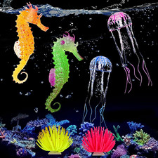 Glowing Aquarium Ornaments Silicone Fish Tank Decor Artificial Sea Anemones Deco