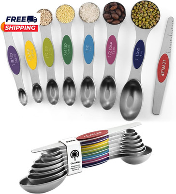 Pack of 8 Stainless Steel Magnetic Measuring Spoons Se  Dual Sided Stackable