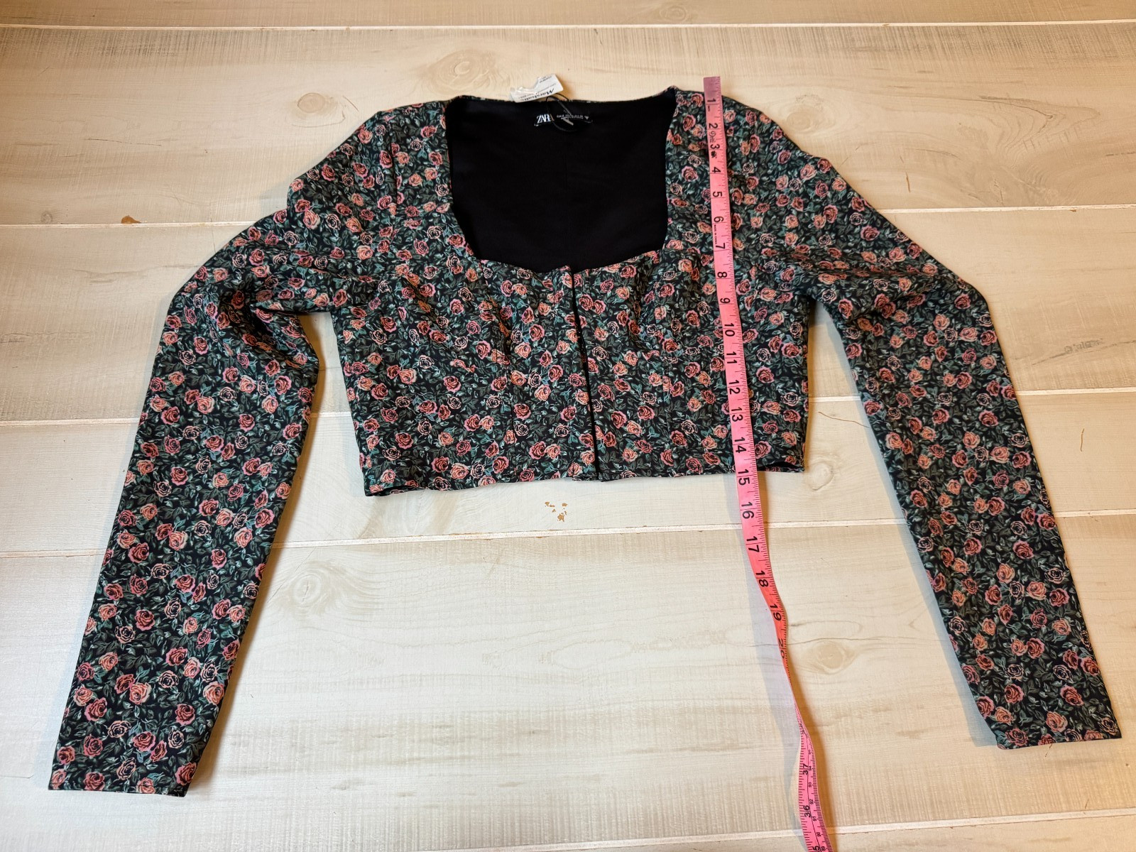 Zara top corset bustier cropped rose floral print boho shirt Small  women's nwt thumbnail 2