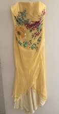 Vintage Cache Beaded Gown Yellow With Multicolor Floral Beaded Details 4