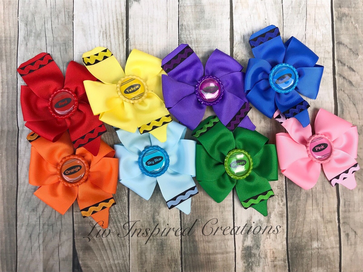 crayon inch hair bow- Back to school- Crayon, birthday, hair clip,  headband