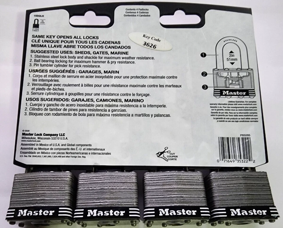 Master Lock Stainless Steel Outdoor Padlock with Key, 1-3/4 in. Wide, 2 in. Shac - Image 4 of 4