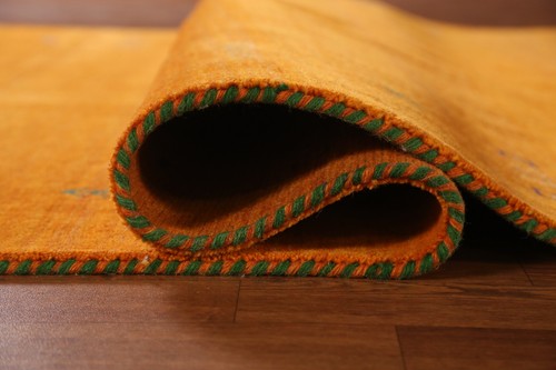 High-quality Orange Hand-woven Wool Rug Durable Gabbeh Carpet 5x8 ft. - Picture 11 of 20