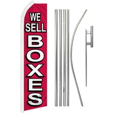 We Sell Boxes Advertising Swooper Feather Flutter Flag  Pole Kit Boxes RED