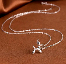 Fashion Silvery Exquisite Balloon Dog Necklace Pendant Jewelry Gift Men Women