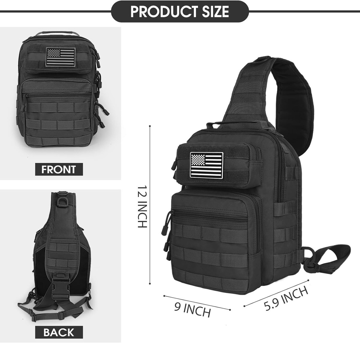 Tactical Sling Backpack Military MOLLE Crossbody Pack Chest