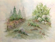 J. Craig, "Forest" original Mixed media on paper, Unframed