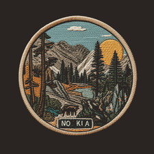 Mountain Sunset Patch Iron-on Applique Decorative Nature Badge Lake Forest