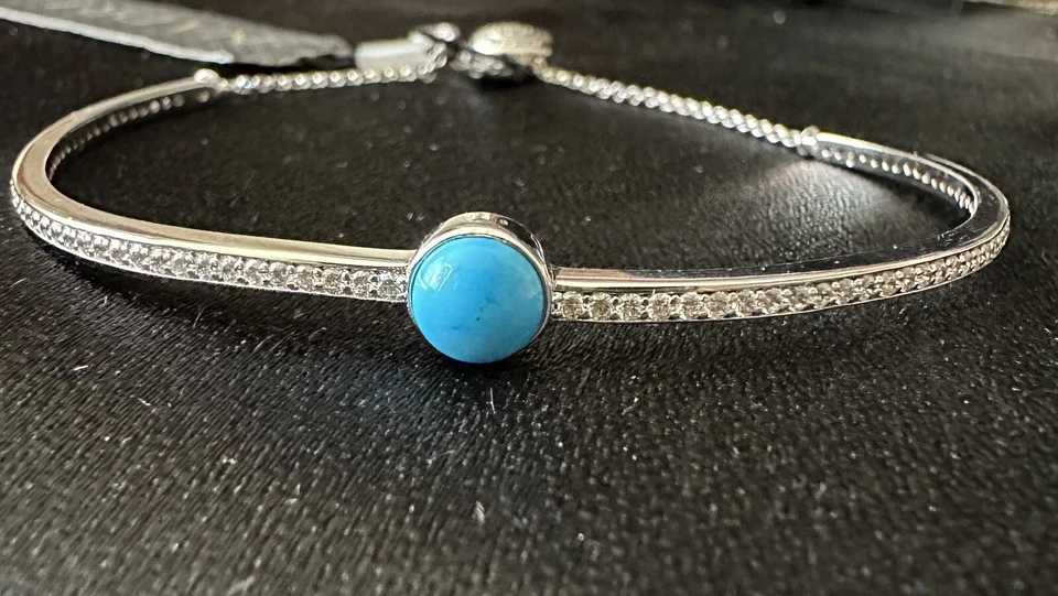 Nadri браслет один бирюзовый камень / слайдер родий - Изображение 2 из 4