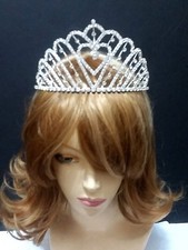 Tiara Crystal Rhinestone Wedding Bridal Crown Headband Prom Party Heart Silver