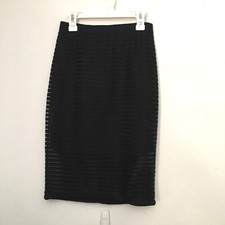 Bebe Shadow Stripe Midi Skirt Black