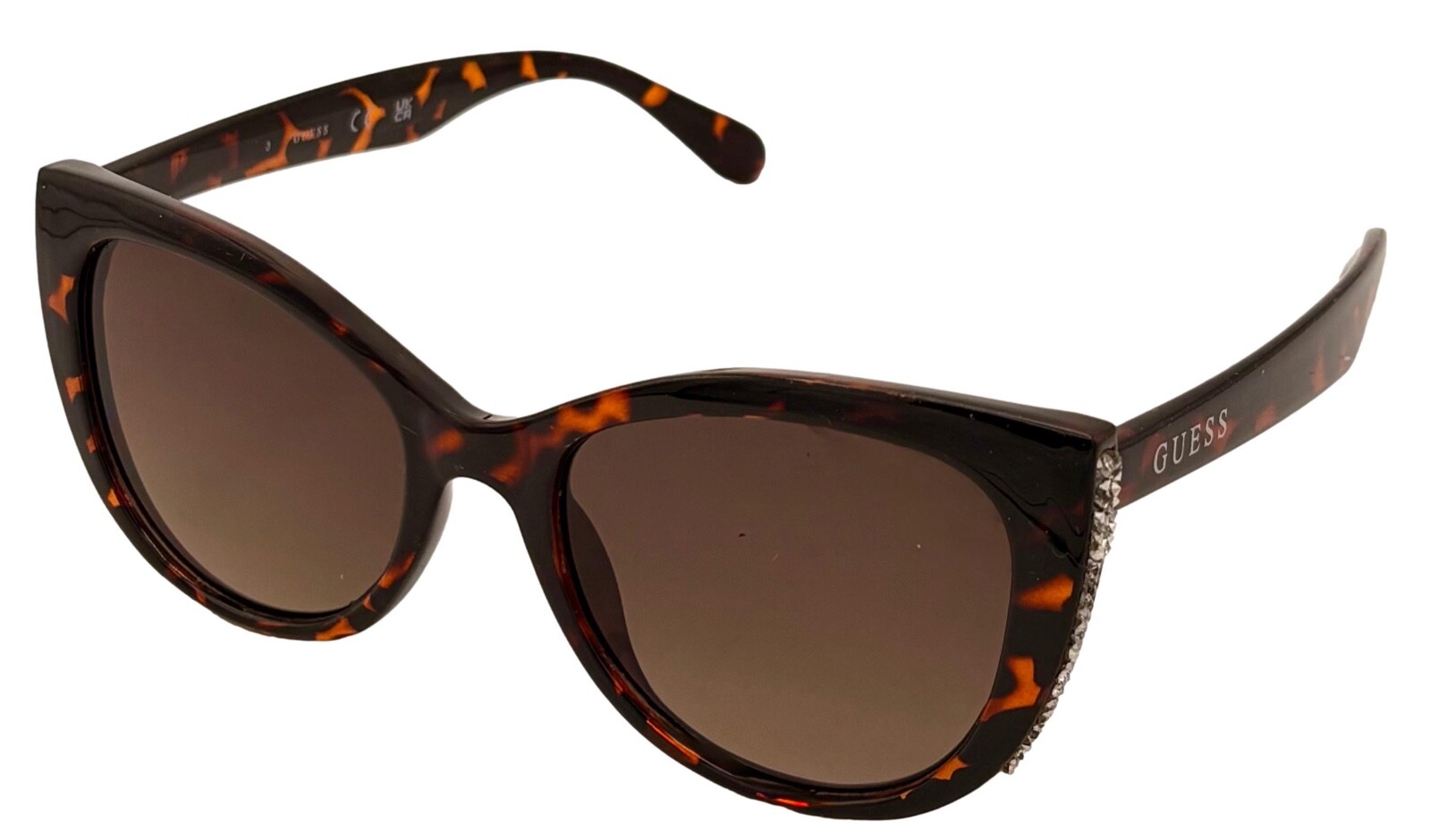 Guess Sunglass Womens Dark Havana Cat Eye Gradient Lens GF0422. 52F