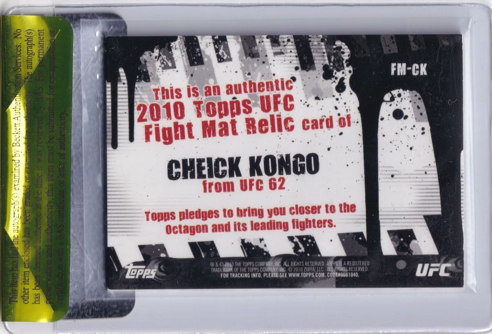 Cheick Kongo 签名 2010 Topps UFC 战斗垫遗物卡 #KM-CK BAS 正品证书 62 75 61 — 第 3/4 张图片