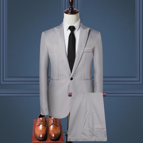 Men's One Button Modern Fit Suit Set Two Piece Jacket+pant Set Business Outfits - Picture 29 of 30