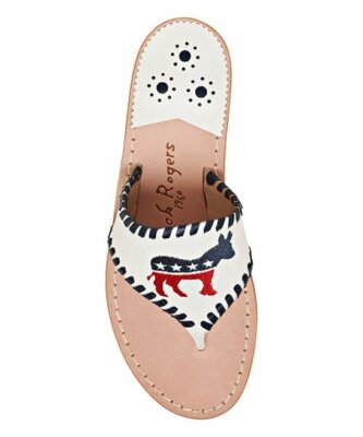 New Women Jack Rogers Donkey Democrat White Navy Flip Flop