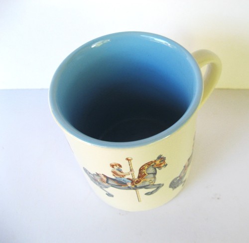 🐸Vintage 1986 Willitts Designs Carousel Horse Ceramic Mug Blue Interior - Picture 2 of 7