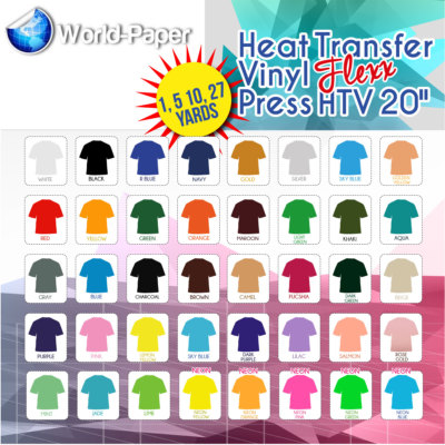 Heat Transfer Vinyl (HTV) for T-Shirts 20'' by Yard Roll(s) BEST ON EBAY USA #1