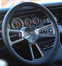 350mm Universal Polished Steering Wheel Ford Chevy Muscle C10 Half Wrap Hot Rod