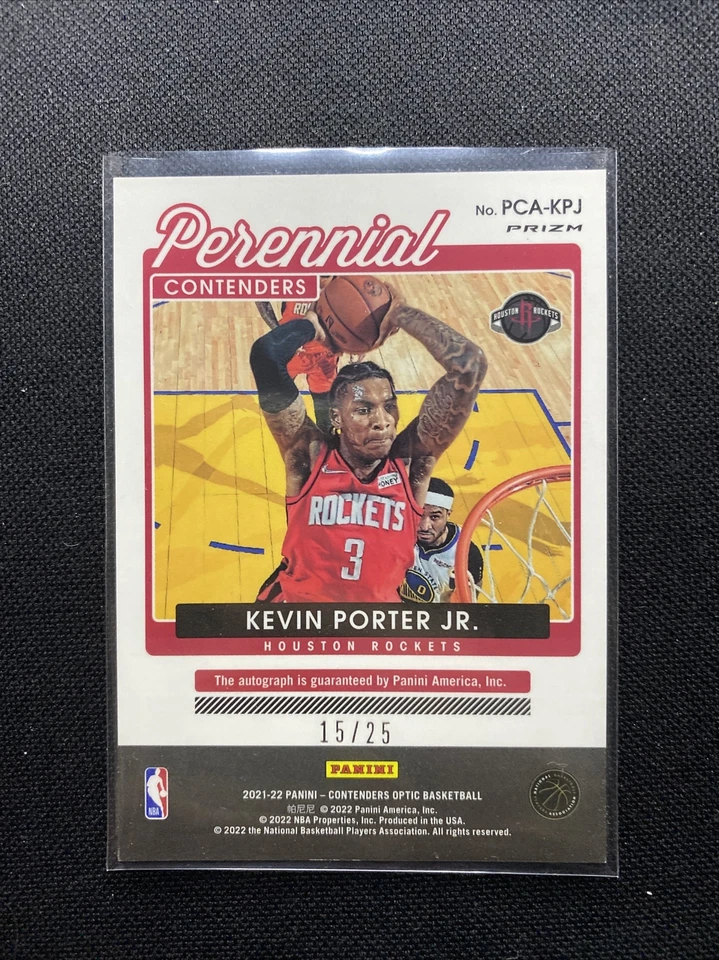 2021-22 Contenders Optic Kevin Porter Jr Perennial Contenders Auto Orange /25 - Image 2 of 2