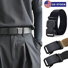 Men's Tactical Ratchet Belt Nylon Web Belts Automatic Slide Buckle Adjustable US
