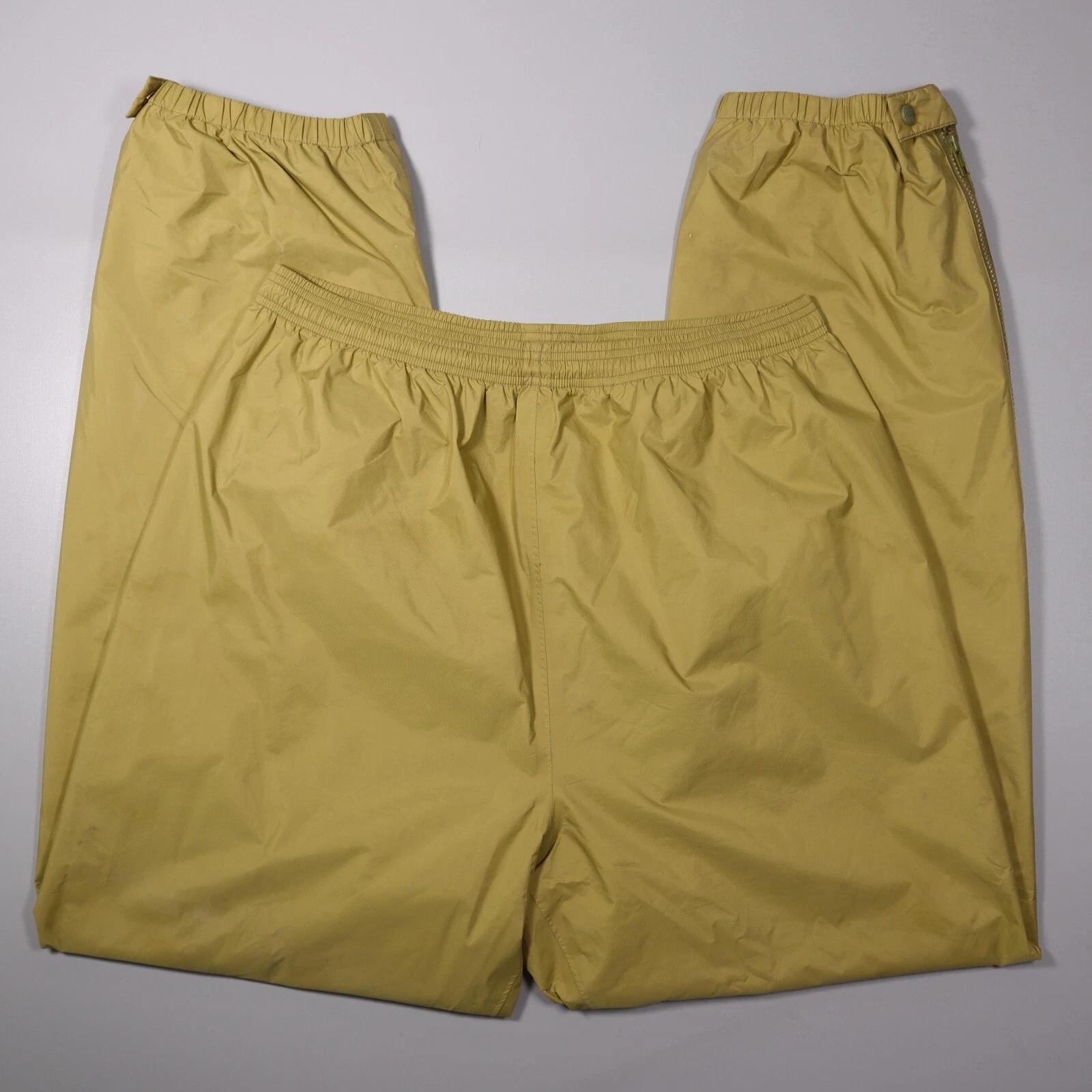 VTG LL Bean Gore-Tex Rain Pants Goldish Zip Pocket Mens Large x 32" Inseam