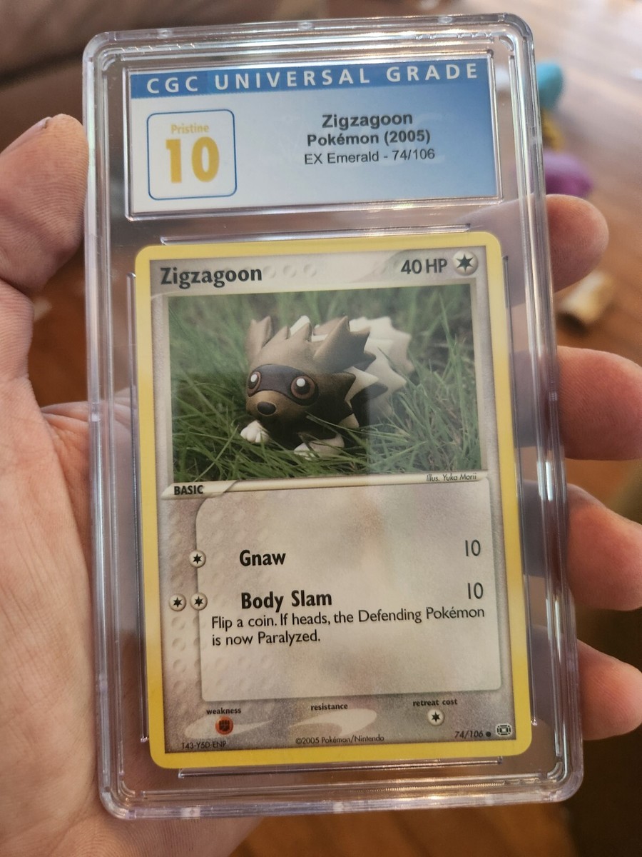 POP 25) CGC 10 PRISTINE Pokemon 2005 EX Emerald 74/106 Zigzagoon