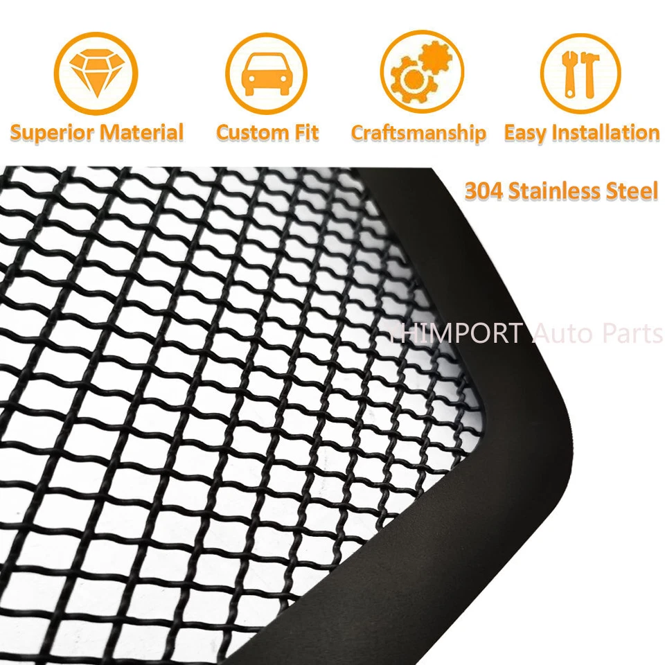 Fits 2007-2014 Cadillac Escalade Stainless Steel Mesh Grille Front Black Grill - Image 2 of 4