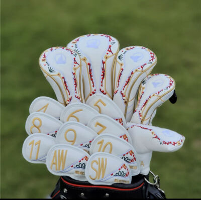 Classic White Honma Golf Club HeadCover Driver Wood Hybrid Iron Putter Cover Set