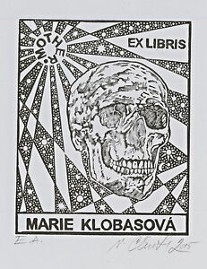 Exlibris Ex Libris With Skull By Chrenko Vitazoslav Slov Ebay