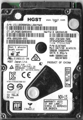 HGST HTS545050A7E680 500GB SATA HARD DRIVE P/N: 0J47805 MLC: DA7150 | eBay
