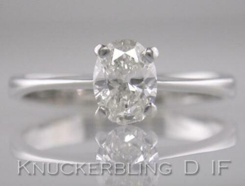 Diamant ovale Form Solitär Verlobungsring 0,70ct zertifiziert D IF sehr guter Zustand Platin - Bild 1 von 1