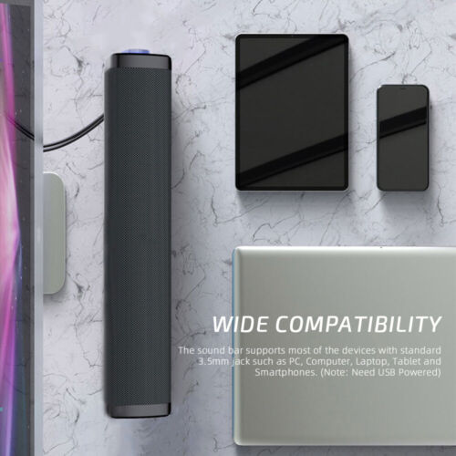 LED USB Wired Sound Bar Stereo Speakers TV Computer USB For PC Desktop Tablets - Picture 9 of 16