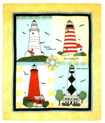 Little Harbor Wall Quilt Pattern Primitive 4 Different Lighthouses