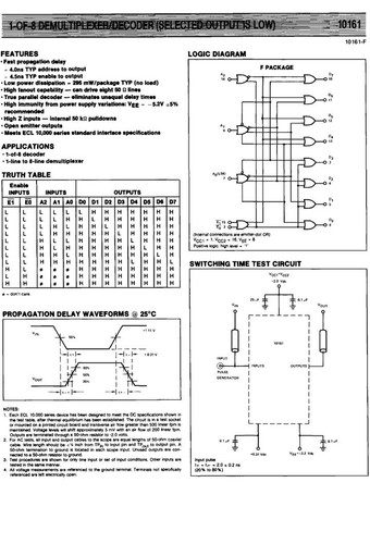 10161F (MC10161L) Binary to 1-8 Decoder 10K Series ECL 10161 IC (1 pcs) - Picture 2 of 2