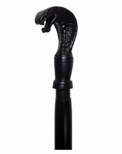 Stylish Cobra Handle Wooden Walking Stick Cane Black Finish Sturdy Wood Elderly
