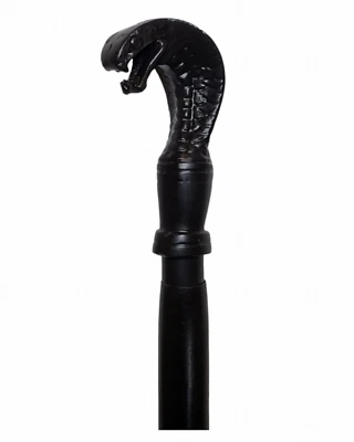 Stylish Cobra Handle Wooden Walking Stick Cane Black Finish Sturdy Wood Elderly