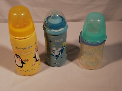 3x Kinder Trinkflasche NUK babylove Maus Konvolut Baby