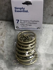 ShipN24Hours. New Simply Essential 7 Drapery Curtain Rod Collection Clip Rings.