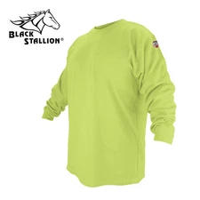 Black Stallion FTL6-LIM Lime Flame Resistant Cotton Long-sleeve T-Shirt, Large