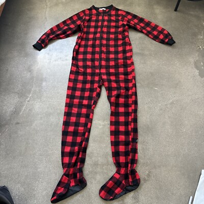 Christmas Pajamas red and black buffalo check zipper front  XS
