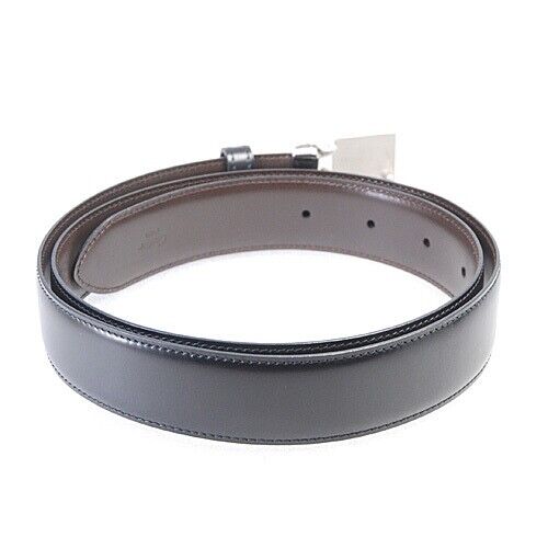 CARTIER Logo Hebilla Cuadrada Cinturón Cuero Reversible Negro X Marrón Oscuro Unisex - Imagen 2 de 7